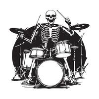 Rock Drummer Skeleton Stock image Illustrations isolated on white background vector