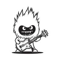 Devil Guitarist Stock Image, art, Design, Graphic isolated on white background vector