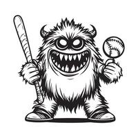 Cute monster playing Baseball stock image isolated on white background vector