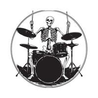 Black and white Drum Skeleton Stock image Illustrations isolated on white background vector