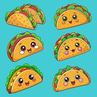 a cartoon picture of a chicken sandwich with different faces vector