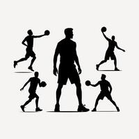 Set Basketball player silhouetteon vector