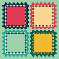 Square Wavy Frames with Scallop Edges Funky Groovy Zig Zag and Wiggly Borders vector