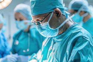 Surgeon operates remotely via advanced robotic system. Enhancing medical precision through telemedicine innovations. photo