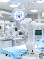Robotic surgeon precisely operates via remote control. Medical innovation and telemedicine concepts. photo