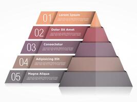 Pyramid chart with five elements, pyramid infographics template vector