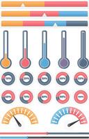 Set of different indicators - horizontal indicators, progrss bars, thermometers, round progress indicators, infographic elements for your projects vector