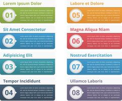 Eight infographic elements with place for numbers titles and text vector