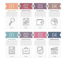 Set of infographic elements with numbers, line icons and place for your text, can be used as workflow, process, steps or options vector