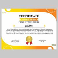 participation certificate template with an elegant and modern gradient frame vector