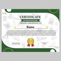 participation certificate template with cute and educational frames vector