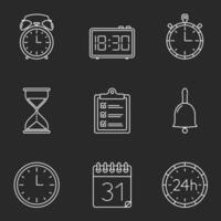 Agenda, calendar, clock and time line icons vector