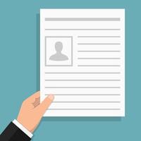 Hand holding white paper with text - document, contract, agreement, newspaper, etc, flat design vector