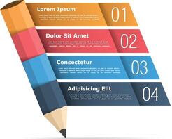 Infographic template with pencil and four elements for text, education infographics vector