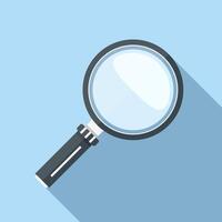 Magnifying glass icon, flat design with long shadow vector