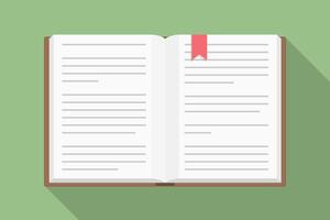 Open book, flat design with long shadow vector