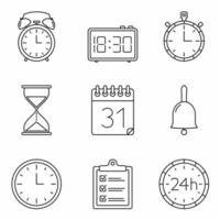 Agenda, calendar, clock and time line icons vector