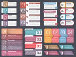 Infographic templates with numbers and text, business infographics elements set, workflow, process, steps or options vector
