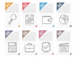 Set of infographic elements with numbers, line icons and place for your text, can be used as workflow, process, steps or options vector