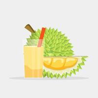 durian fruit and juice durian illustration design in flat style vector