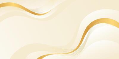 Beautiful cream color luxury wave background with gold lines. Abstract elegant wallpapers vector