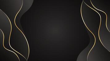 Abstract black luxury background with gold lines vector