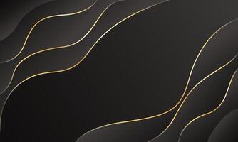 Abstract black luxury background with gold lines vector