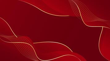 Red luxury background with gold lines vector