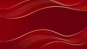 Abstract red luxury background with gold lines. Elegant wave modern wallpaper. Template banner background vector