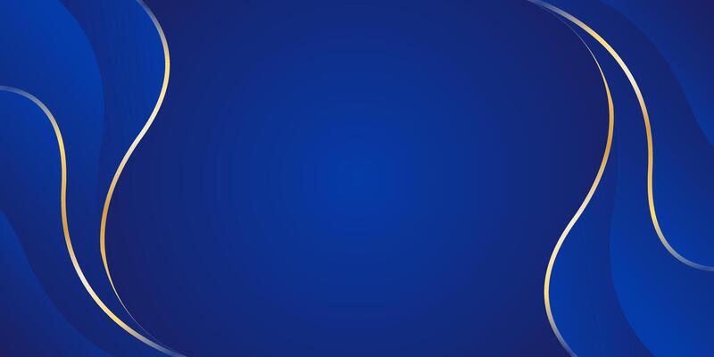 Abstract blue luxury background with gold lines. Elegant wave modern wallpaper. Template banner background for sales, ads, events, awards, web, pages, and others