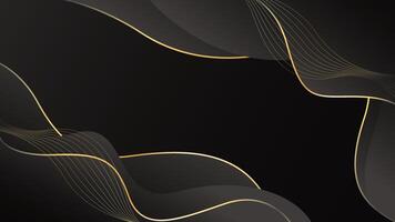 Abstract black luxury background with gold lines. Elegant wave modern wallpaper. Template banner background vector
