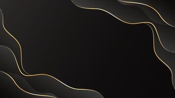 Abstract black luxury background with gold lines vector