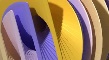 Abstract background with orange and purple curves, 3D rendering illustration photo