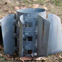The tail section of a 220 mm rocket for the Uragan rocket fire system on a city flowerbed in Mykolaiv photo
