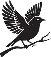 A silhouette illustration of a bird perched on a branch vector
