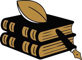 The logo is an illustration of a stack of book vector
