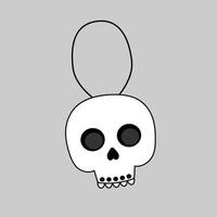 An earring in the shape of a white skull. vector