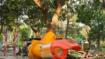 children's play areas that are not maintained and there is no warning tape. photo