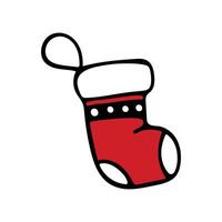 Doodle illustration of a red Christmas sock on a white background. vector