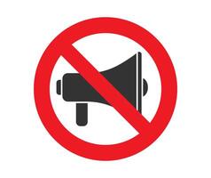 Noise prohibition symbol sign, keep quiet, observe silence icon. no megaphone. illustration image. Isolated on white background. vector