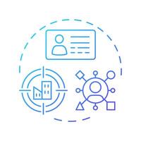 Ideal customer profile blue gradient concept icon. Marketing strategy, targeting consumers. Round shape line illustration. Abstract idea. Graphic design. Easy to use in infographic, presentation vector