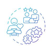 Strong client relationships blue gradient concept icon. Consumer feedback, advertising personalization. Round shape line illustration. Abstract idea. Graphic design. Easy to use in infographic vector