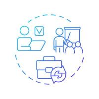 Return-to-work program blue gradient concept icon. Work organization, corporate policy. Round shape line illustration. Abstract idea. Graphic design. Easy to use in infographic, presentation vector