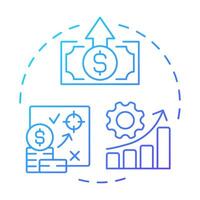 Clear roi blue gradient concept icon. Productivity chart, profitability analysis. Round shape line illustration. Abstract idea. Graphic design. Easy to use in infographic, presentation vector