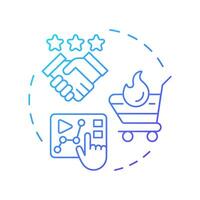 Conversion rate blue gradient concept icon. Customer rating, sales. Marketing statistics. Round shape line illustration. Abstract idea. Graphic design. Easy to use in infographic, presentation vector