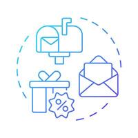 Direct mail abm blue gradient concept icon. Targeted marketing, discounts advertising. Round shape line illustration. Abstract idea. Graphic design. Easy to use in infographic, presentation vector