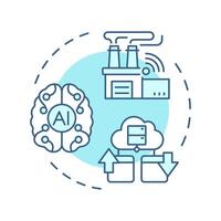 Industry 4.0 soft blue concept icon. Fourth industrial revolution. Artificial intelligence. Smart factory. Round shape line illustration. Abstract idea. Graphic design. Easy to use in article vector
