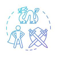 Journey story initiation multi color concept icon. Hero adventure, setting. Screenplay, filmmaking. Round shape line illustration. Abstract idea. Graphic design. Easy to use in infographic vector