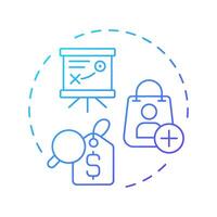 Customer acquisition cost blue gradient concept icon. Content marketing strategy. Advertising management. Round shape line illustration. Abstract idea. Graphic design. Easy to use in infographic vector
