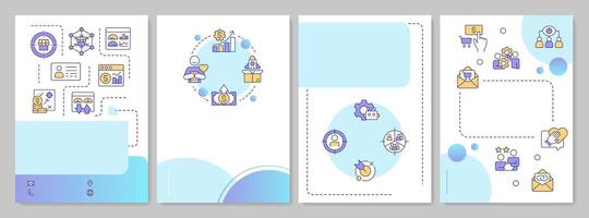 Account marketing strategy blue gradient brochure template. Leaflet design with linear icons. Editable 4 layouts for presentation, annual reports vector